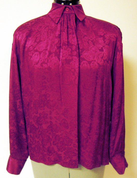 Vintage Violet Purple Embossed Silk Blouse Abby Essie