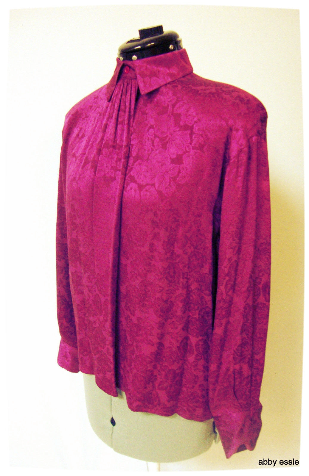 Vintage Violet Purple Embossed Silk Blouse