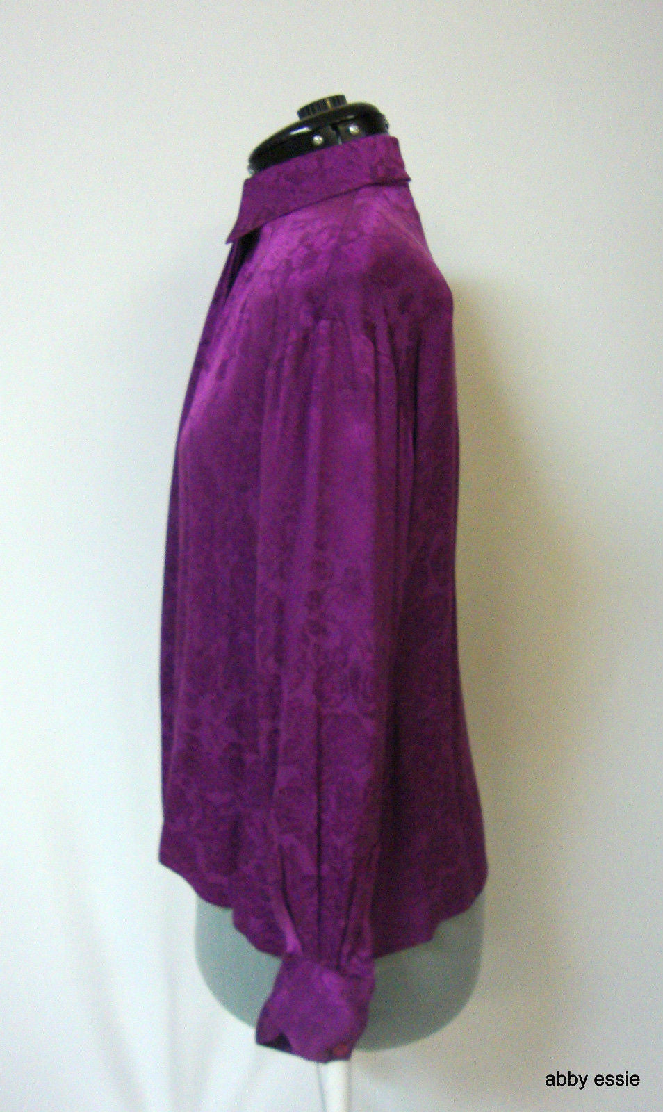 Vintage Violet Purple Embossed Silk Blouse Abby Essie