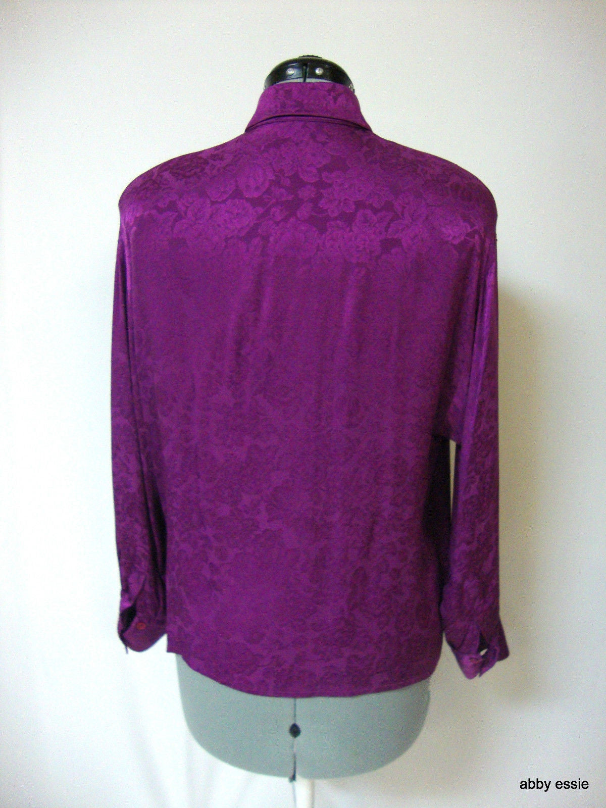 Vintage Violet Purple Embossed Silk Blouse Abby Essie