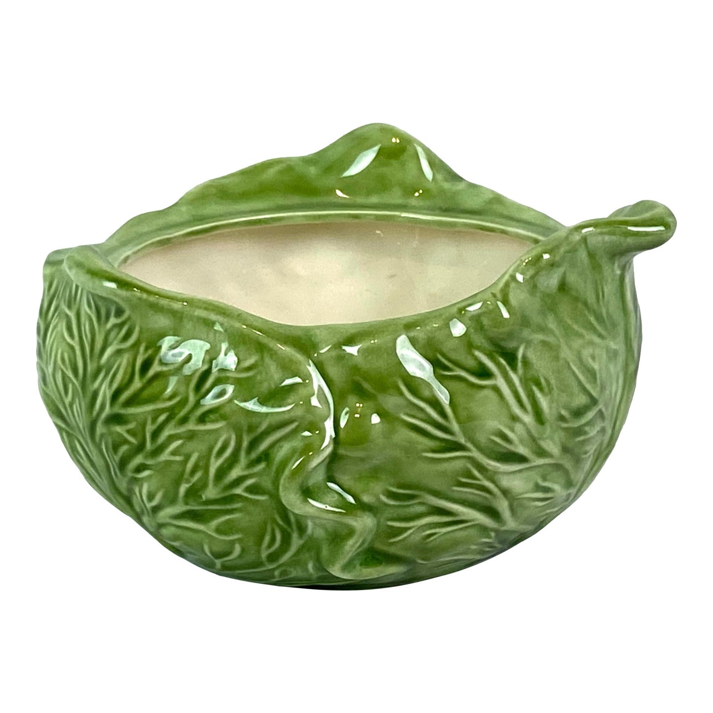 Mid- Century Ceramic Green Cabbage Bowl Planter