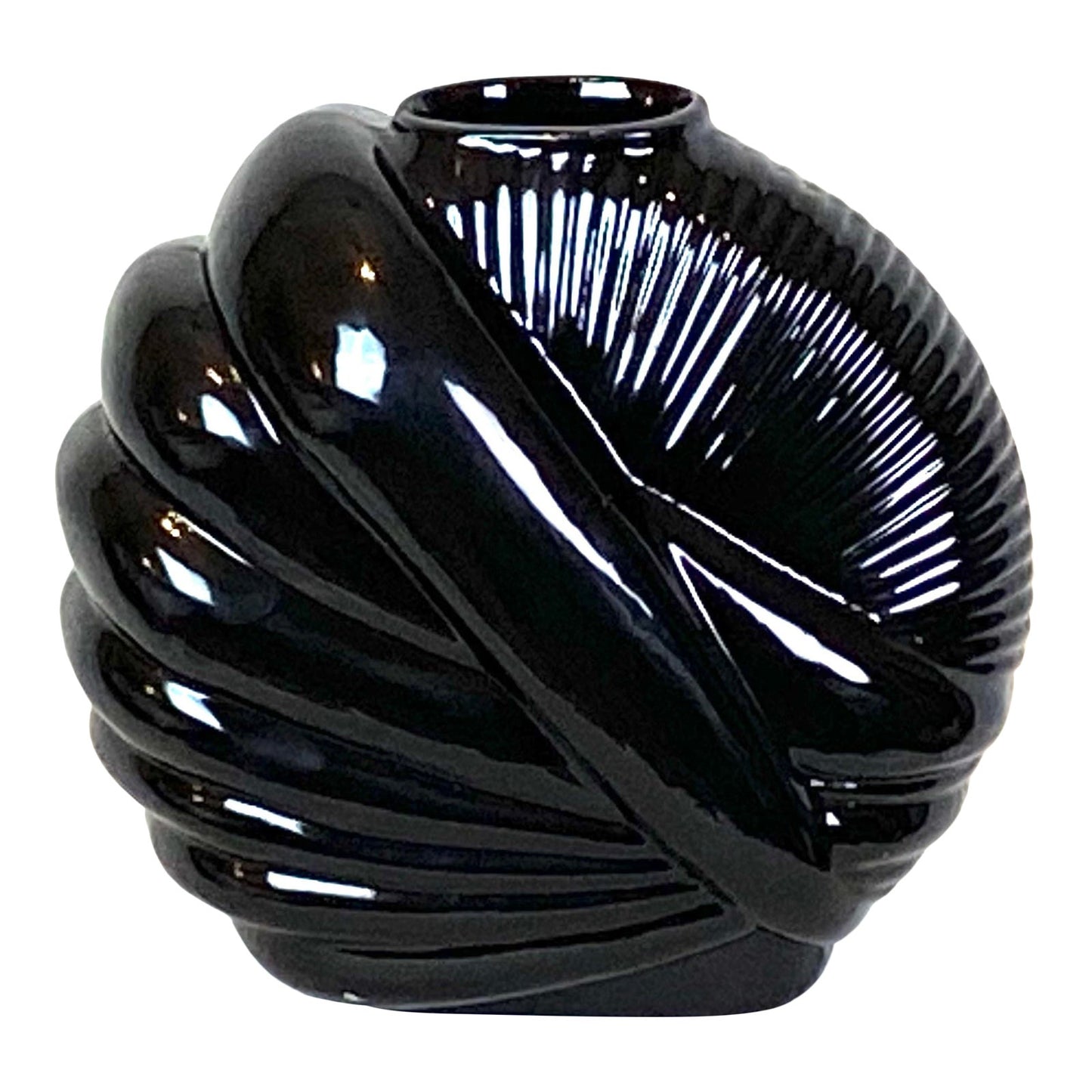 Modern Abstract Black Ceramic Sculptural Vase