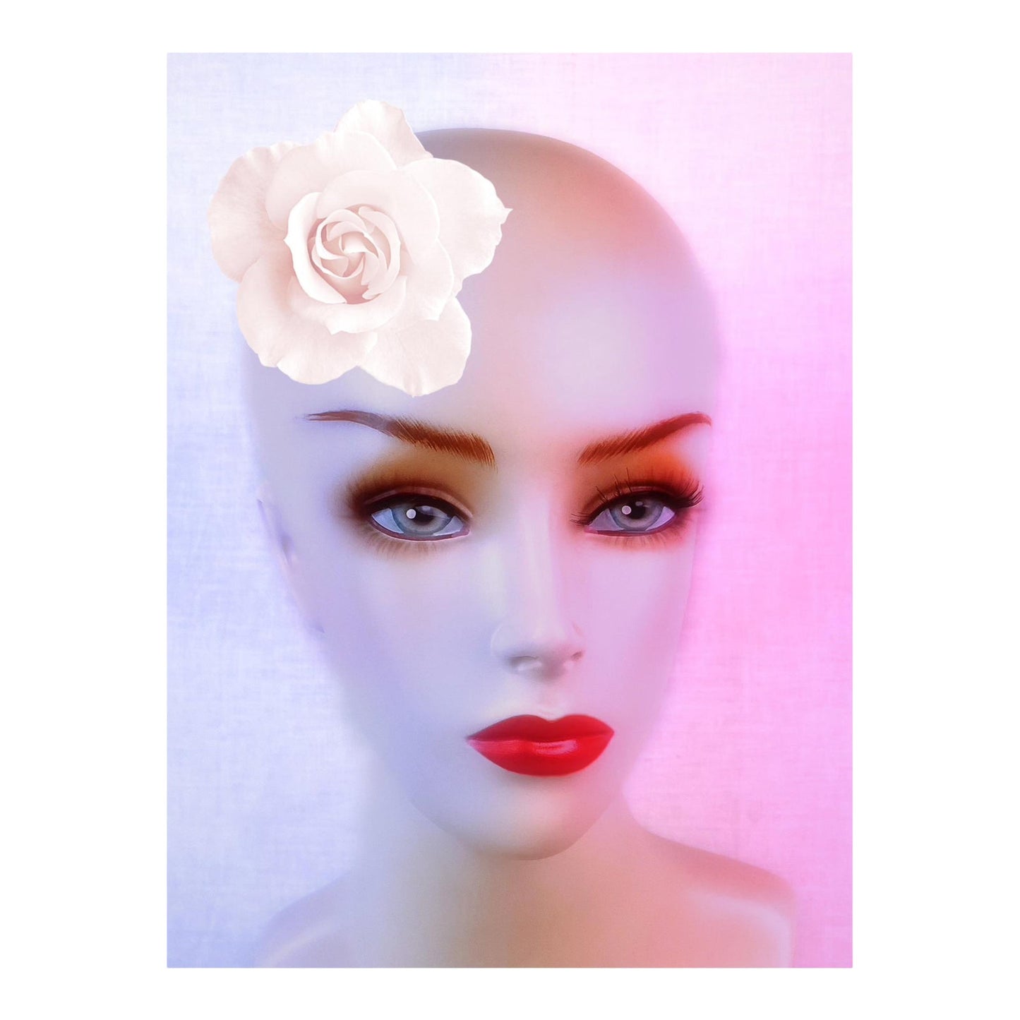 Modern Flower Bald Beauty Model Digital Painting Print by SUGA LANE