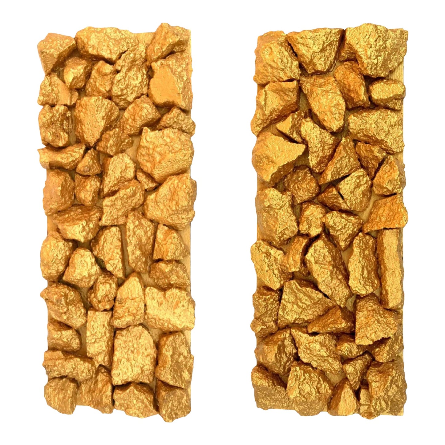 [SOLD] Modern Gold Gilt Duplicidad Concrete Wood Sculpture by Suga Lane - Set of 2