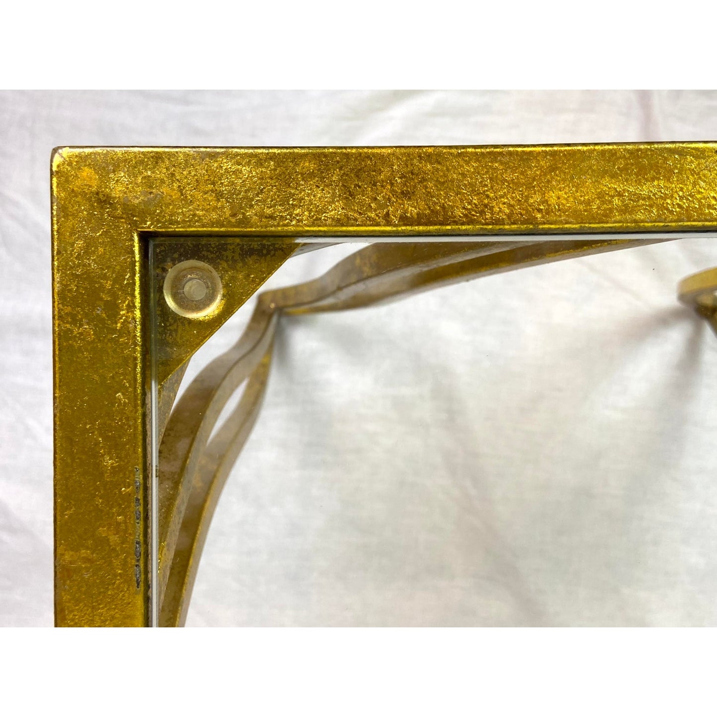 [SOLD] Modern Gold Metal Glass Table