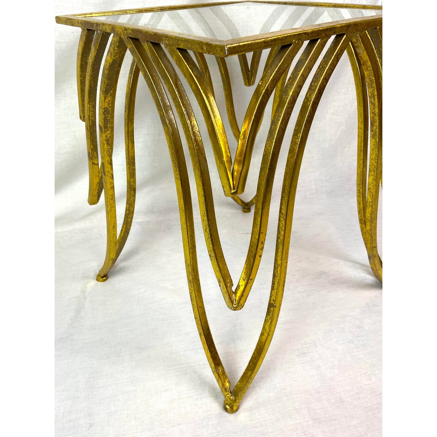 [SOLD] Modern Gold Metal Glass Table