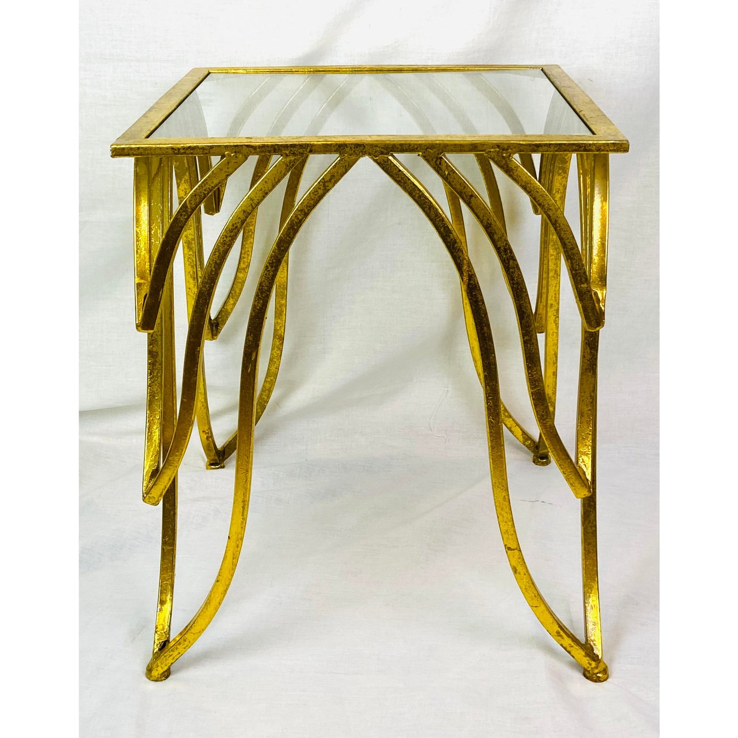 [SOLD] Modern Gold Metal Glass Table