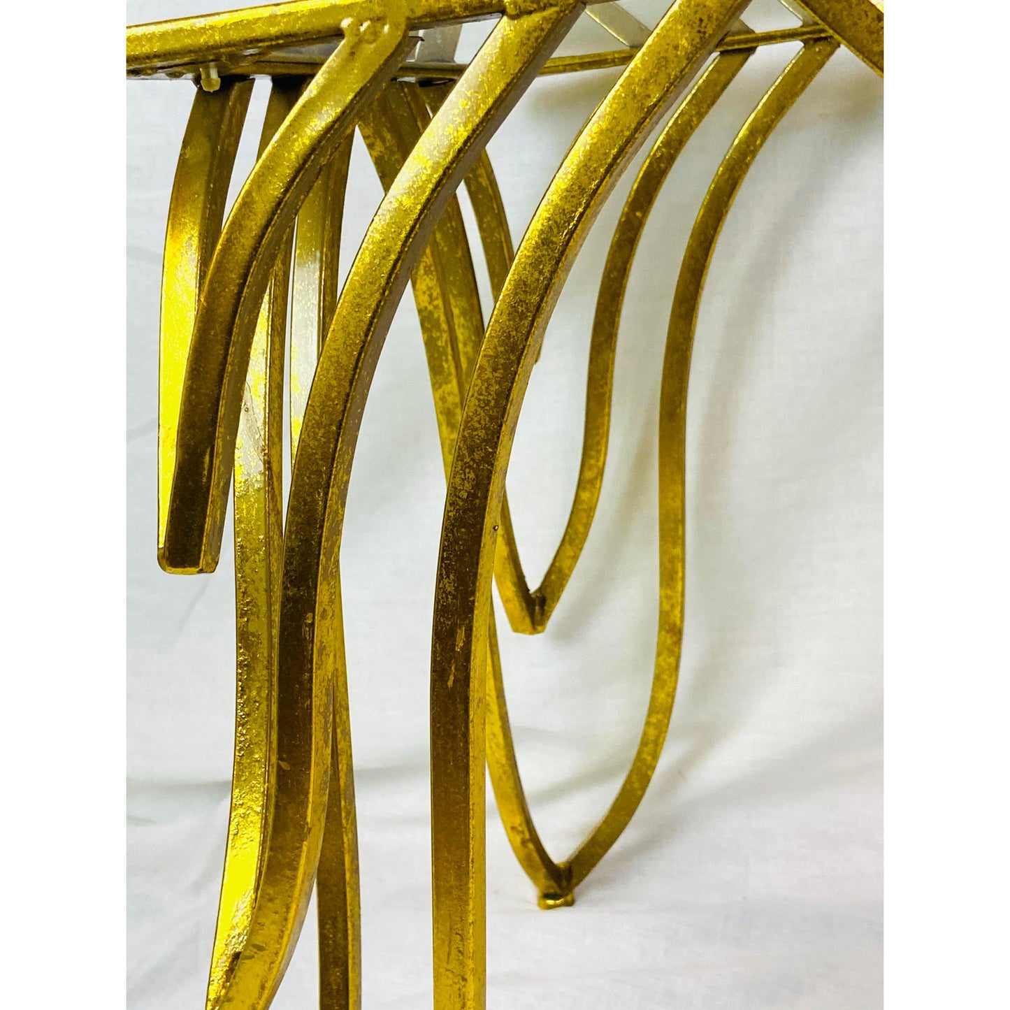 [SOLD] Modern Gold Metal Glass Table