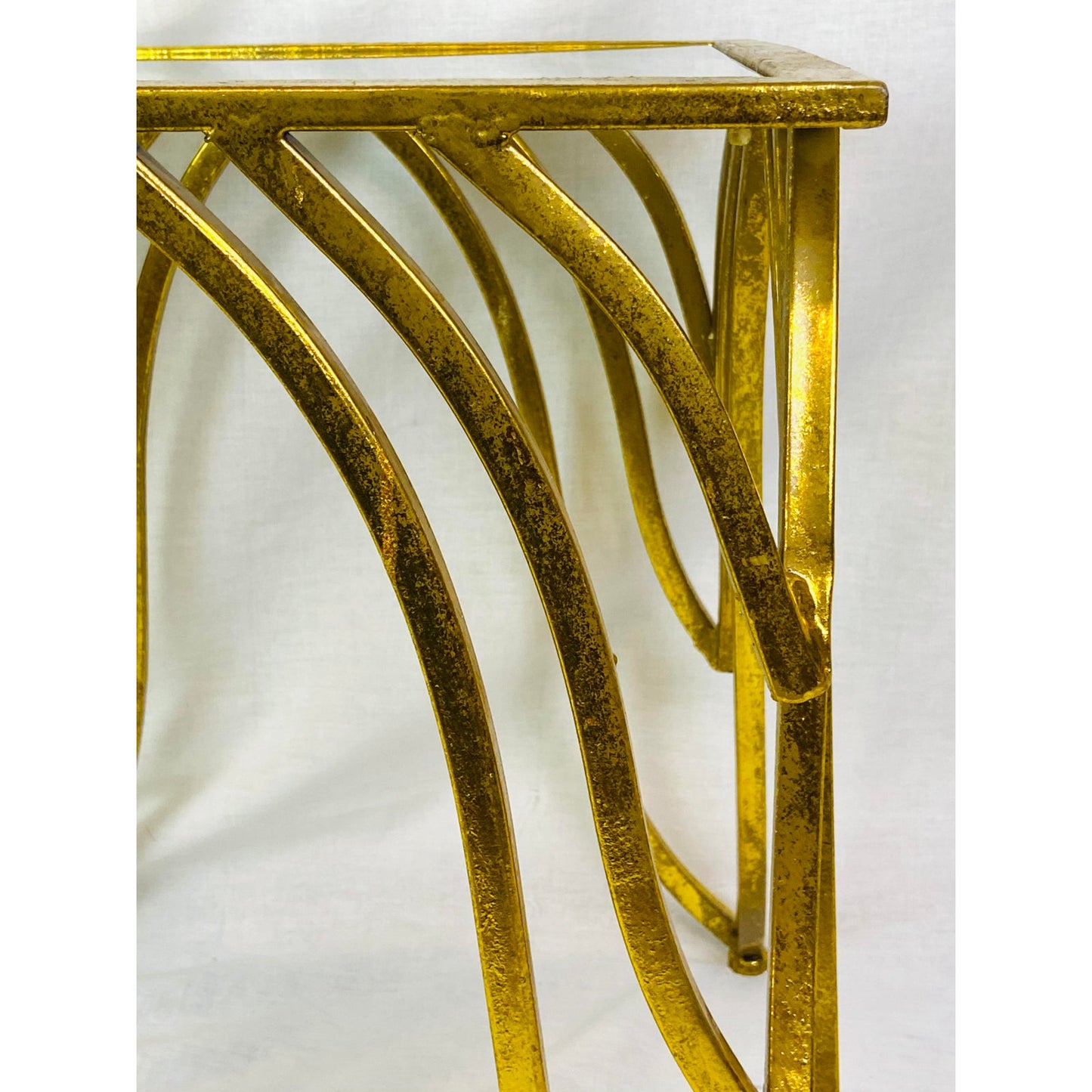 [SOLD] Modern Gold Metal Glass Table