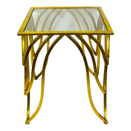[SOLD] Modern Gold Metal Glass Table