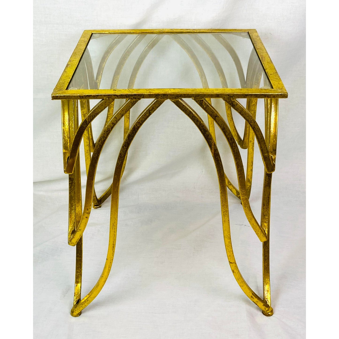 [SOLD] Modern Gold Metal Glass Table