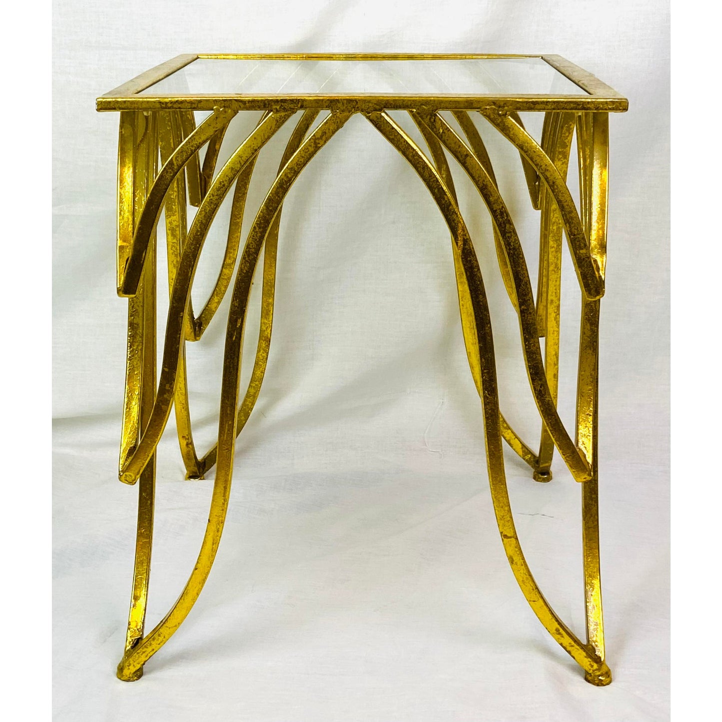 [SOLD] Modern Gold Metal Glass Table