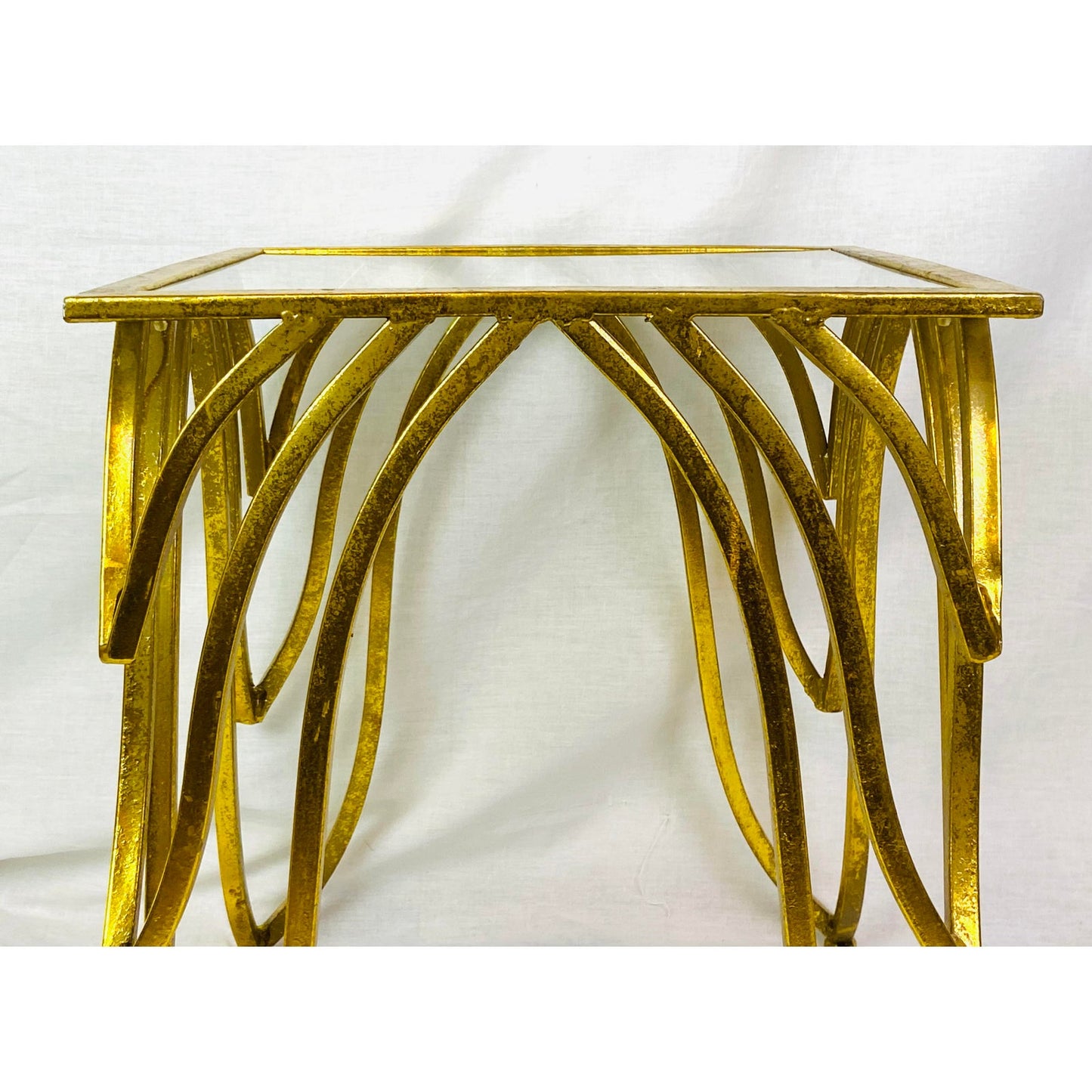 [SOLD] Modern Gold Metal Glass Table
