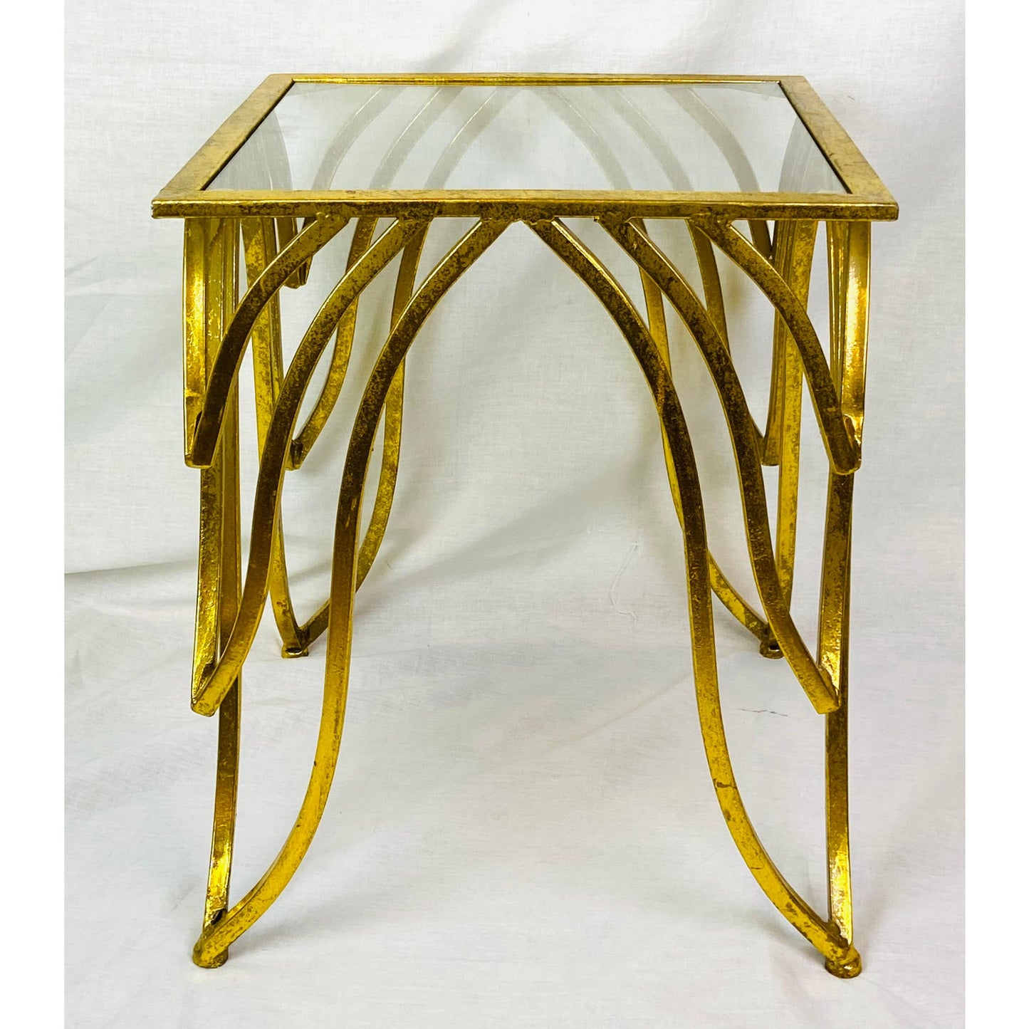 [SOLD] Modern Gold Metal Glass Table