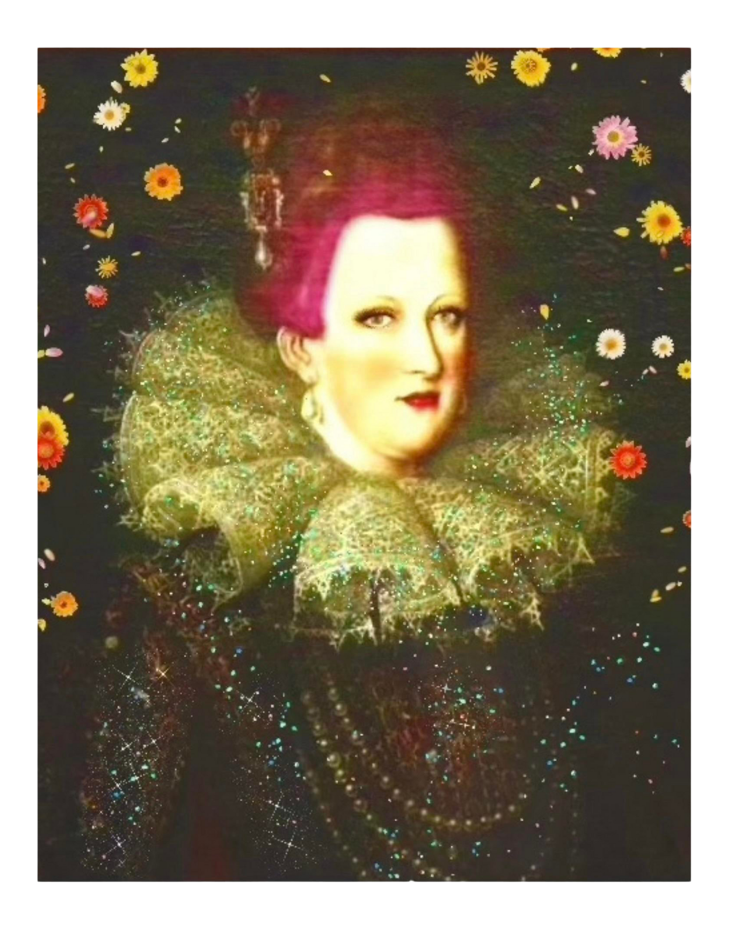 Modern Renaissance Red Lady Digital Painting Print