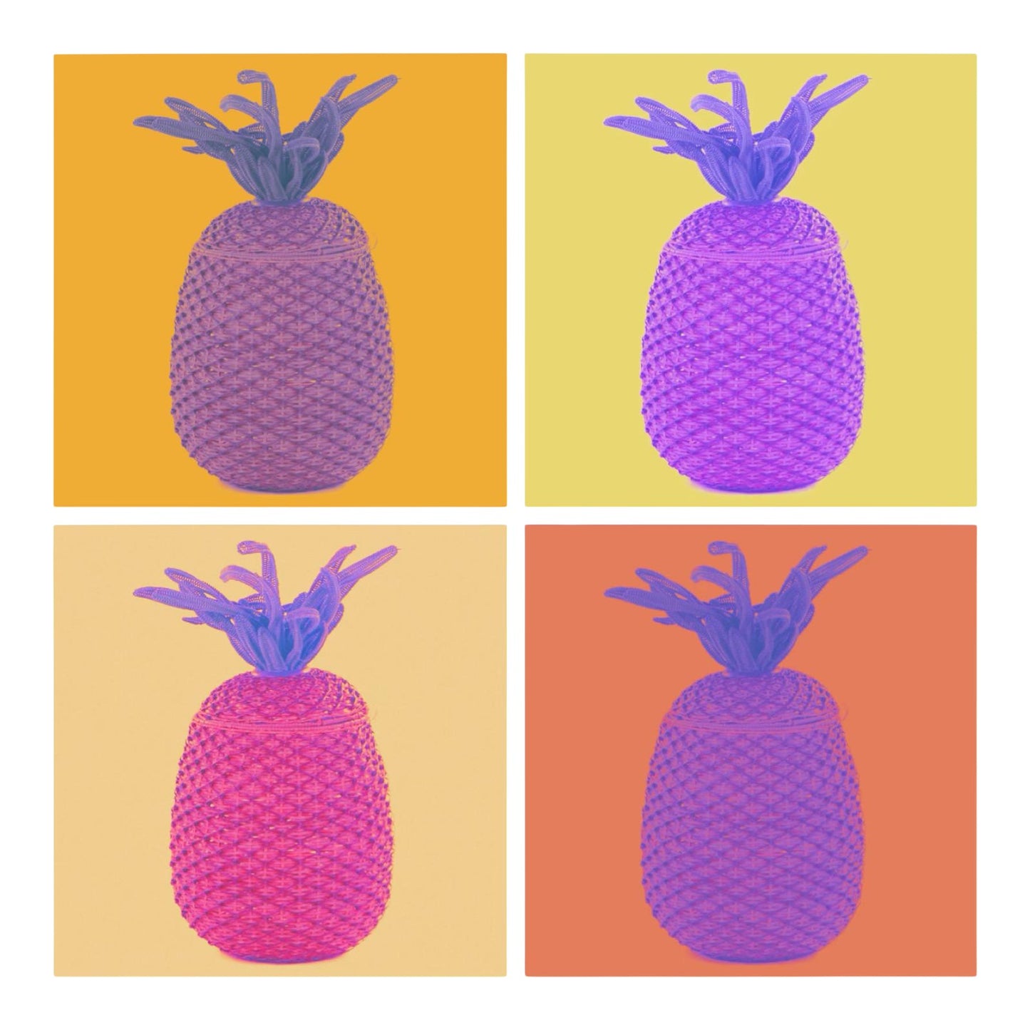 Modern Retro Purple Pineapple Quad Print
