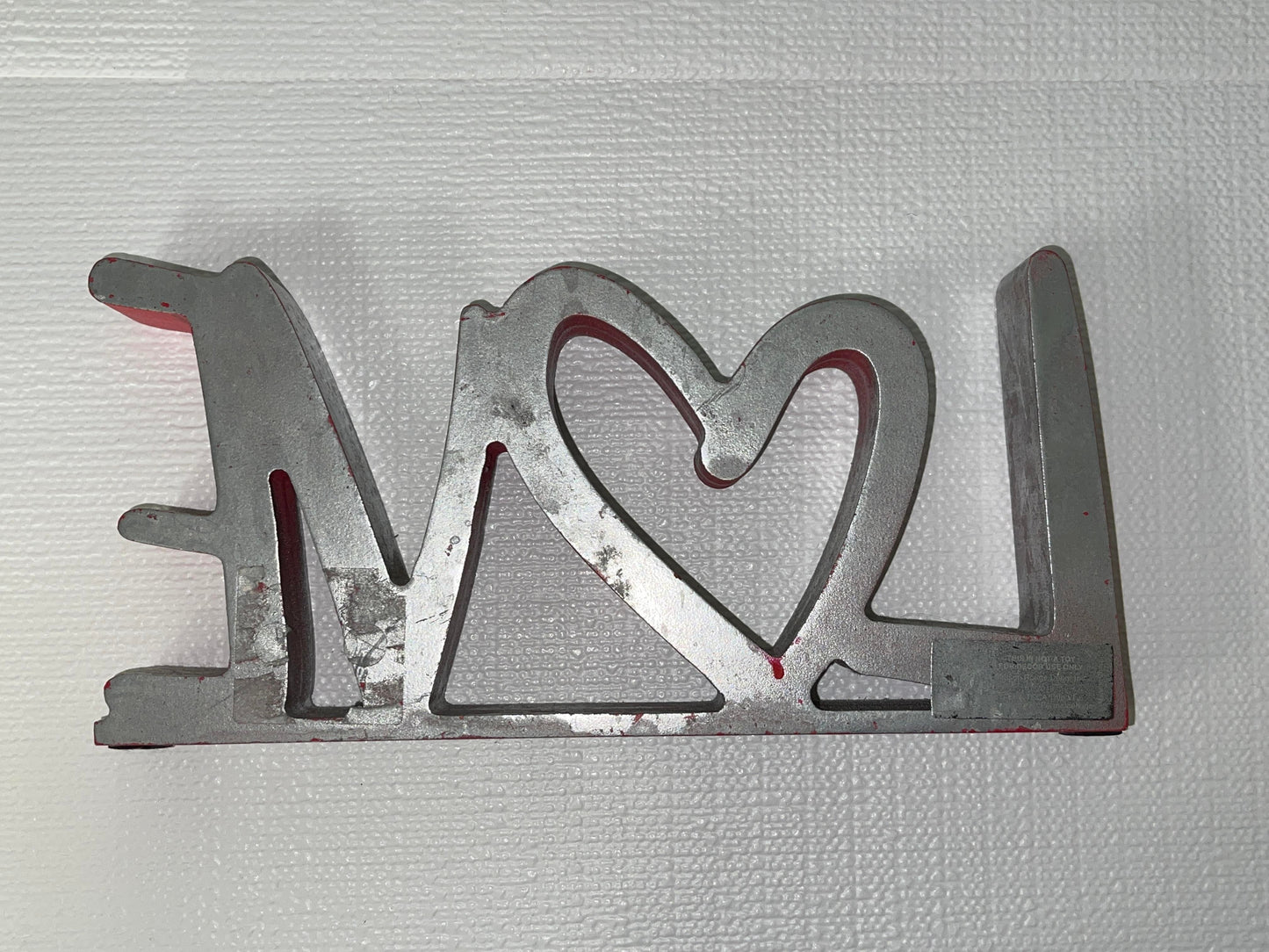 Modern Silver Red Love Table Sculpture