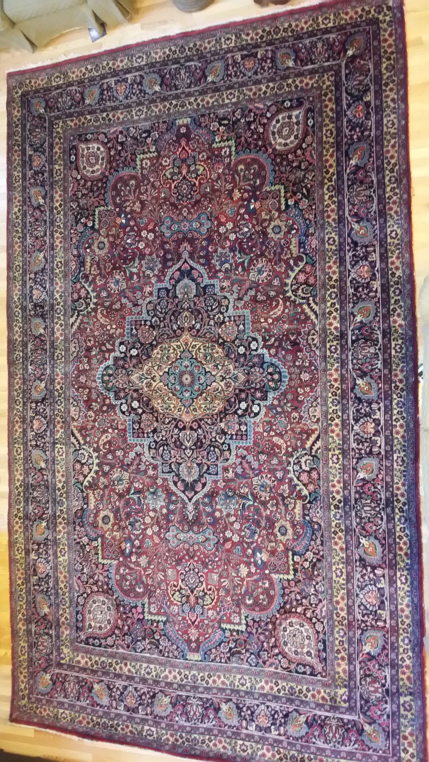 Antique Persian Tabriz Meshed Mashad Carpet Rug Wool Hand Woven Arabian Bohemian