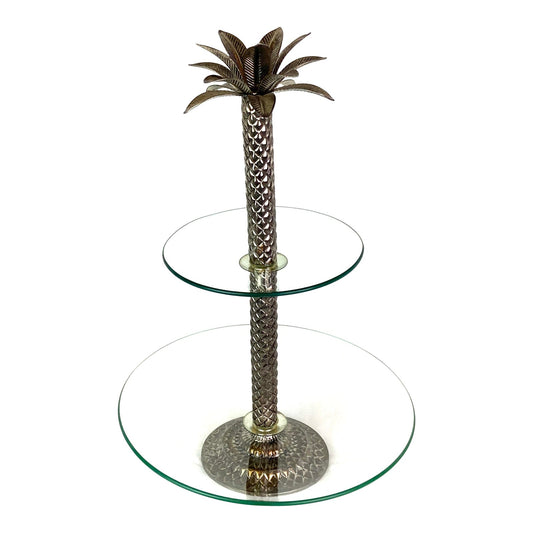 Silver Bronze Palm Tree Glass Server ABBY ESSIE STUDIOS