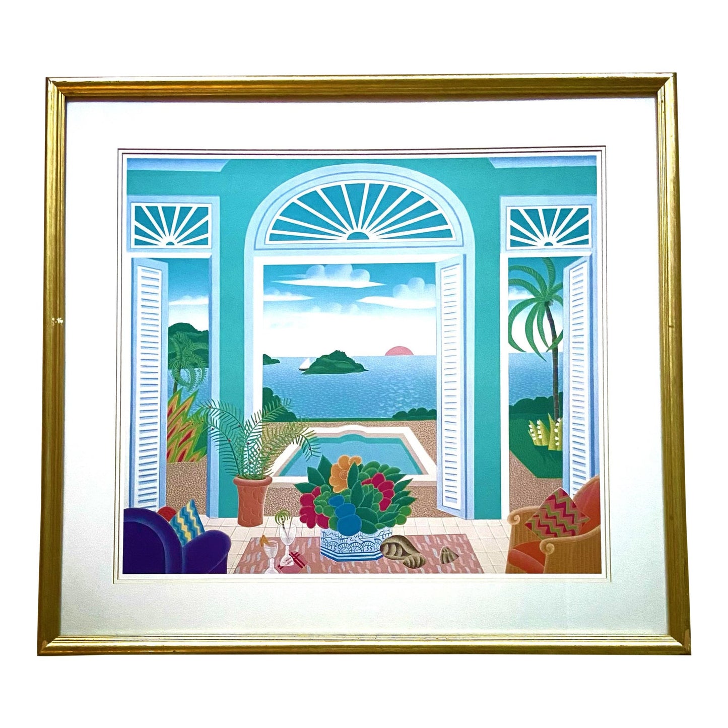 [SOLD] Thomas McKnight Mustique Waterfront Vacation Painting Print