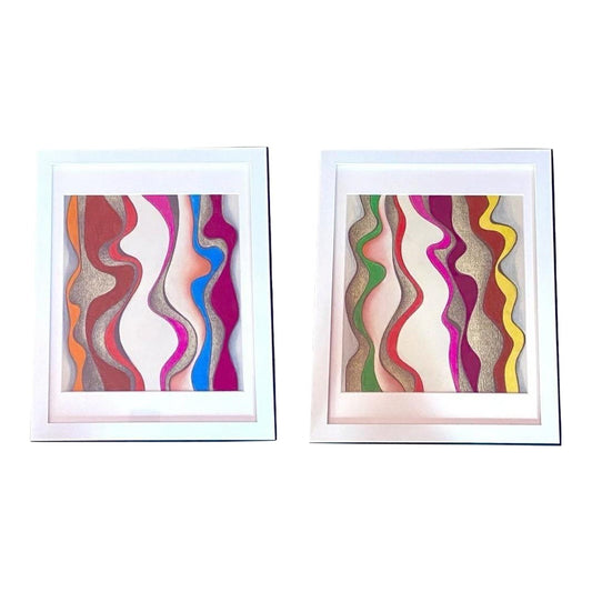 Vibrant Modern Abstract Pencil Drawing Illustrations - A Pair ABBY ESSIE STUDIOS