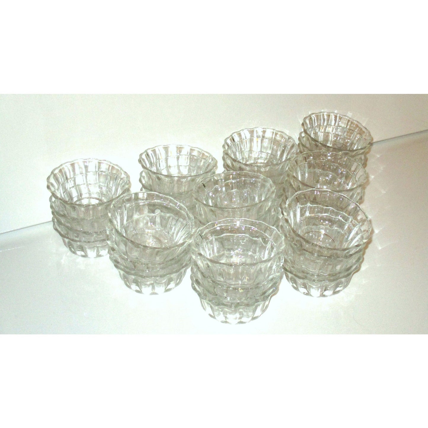 Vintage Glass Dessert Luncheon Bowls Cups Set of 36 MCM Art Deco