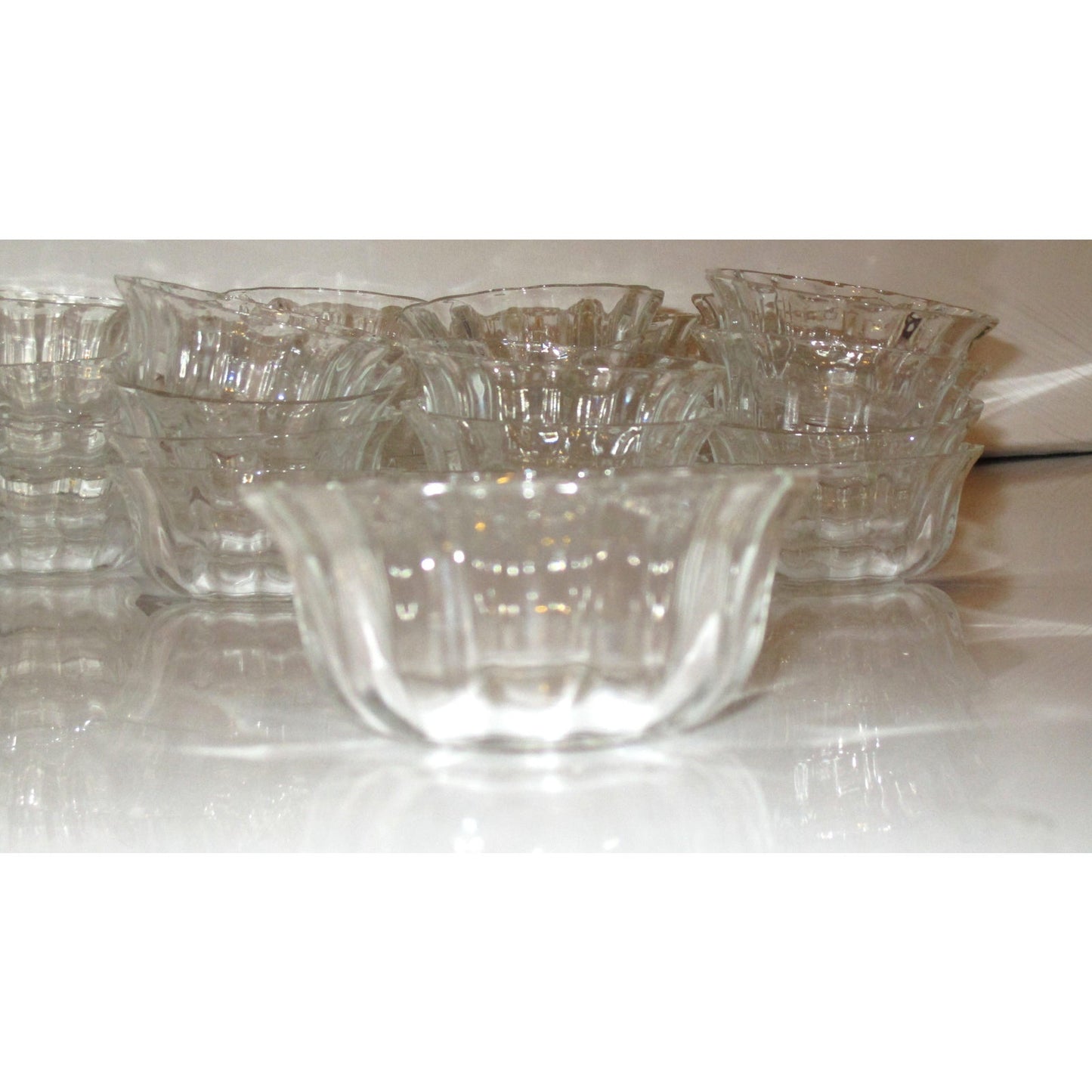 Vintage Glass Dessert Luncheon Bowls Cups Set of 36 MCM Art Deco