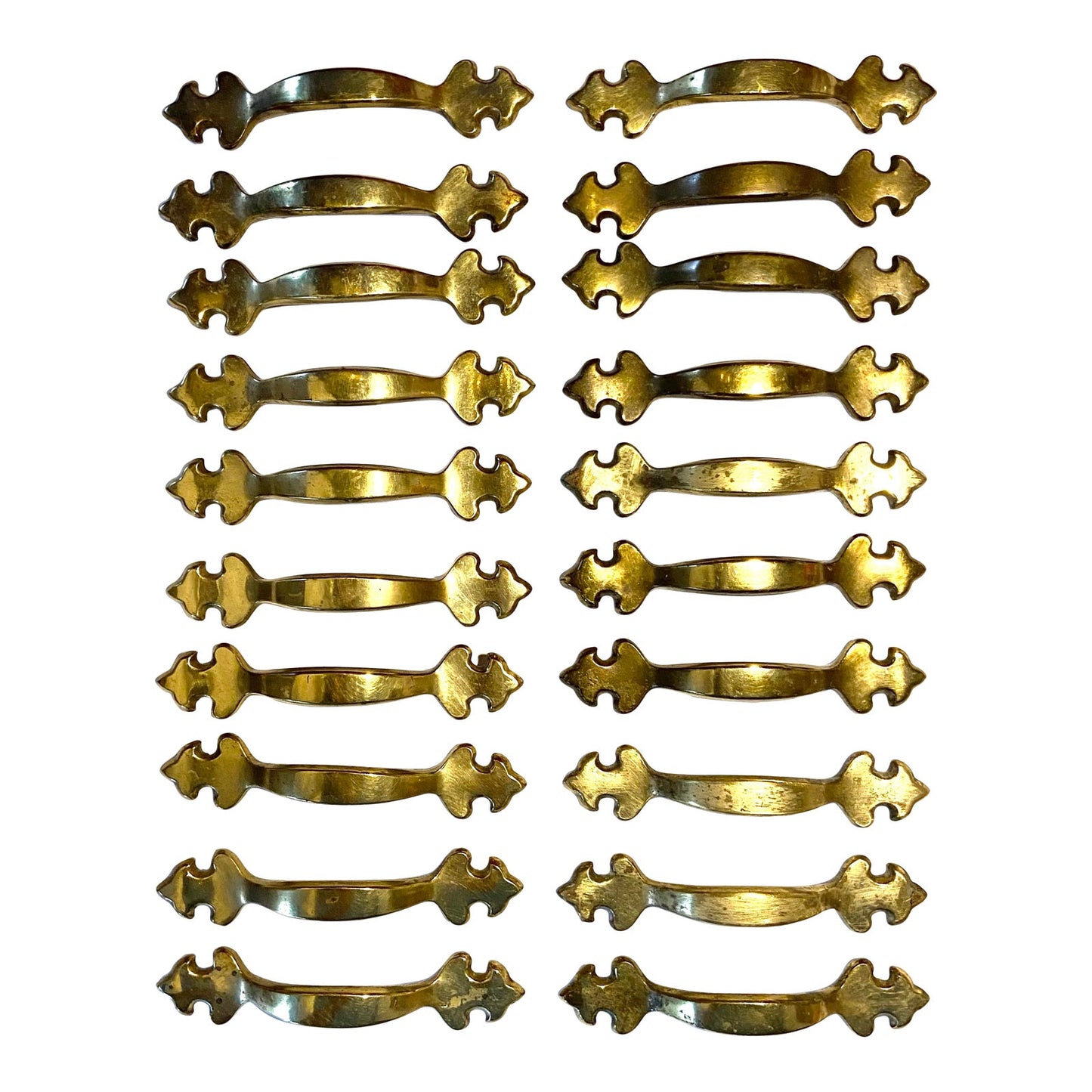Vintage Gold Brass Handle Pulls - 20 Pieces