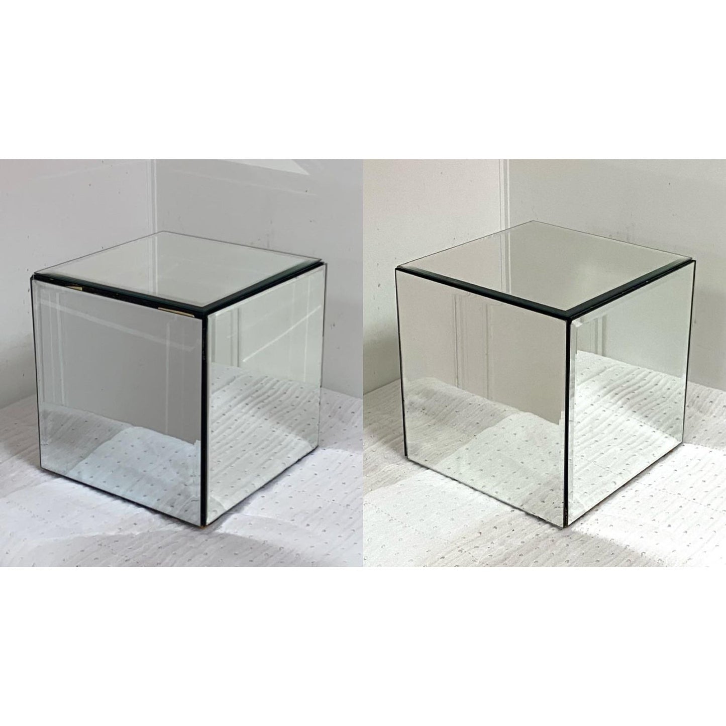 Vintage Mirror Cubes Side Tables Nightstands