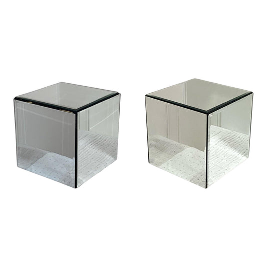 Vintage Mirror Cubes Side Tables Nightstands