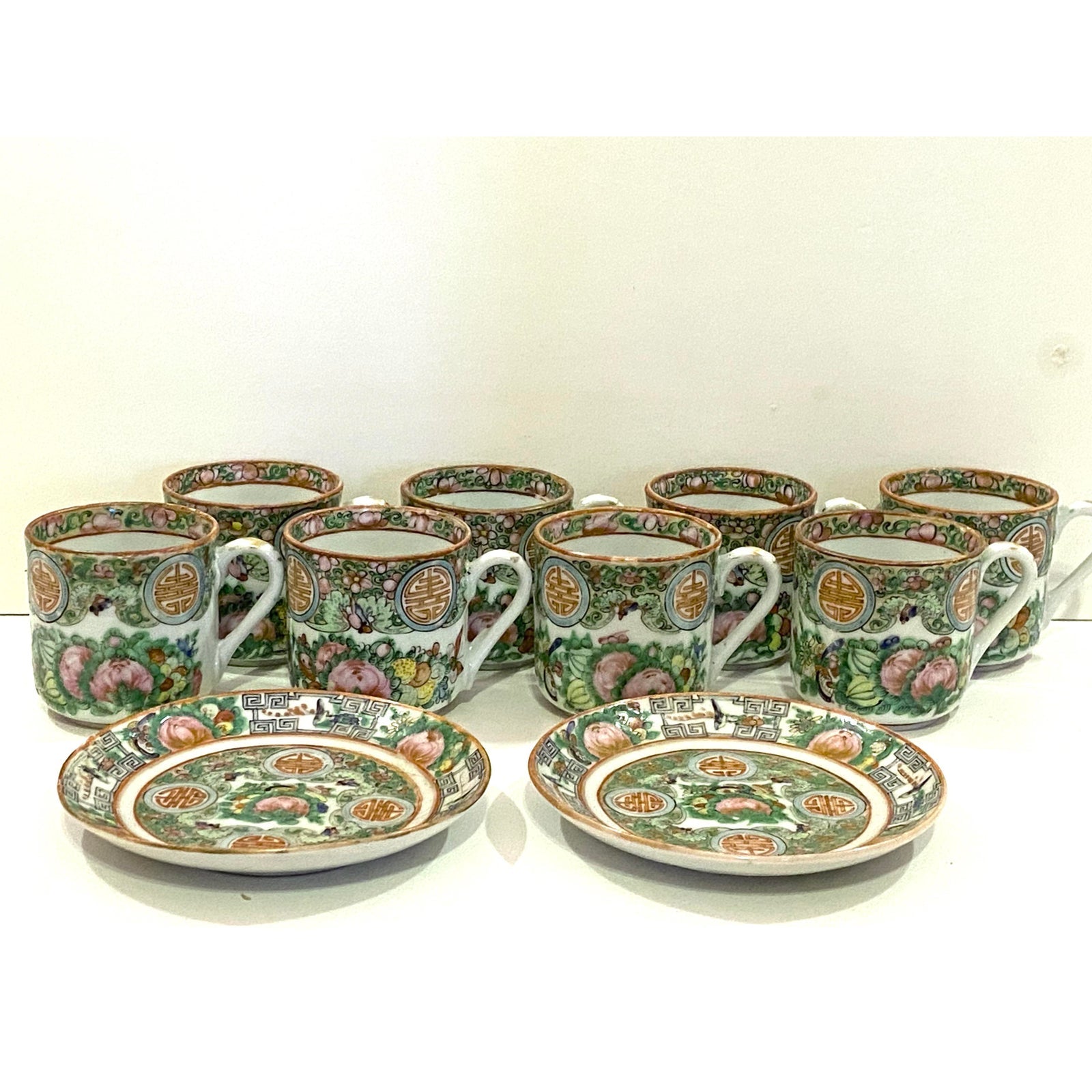 Vintage Rose Medallion Hand Painted Chinese Demitasse Tea Set ABBY ESSIE STUDIOS