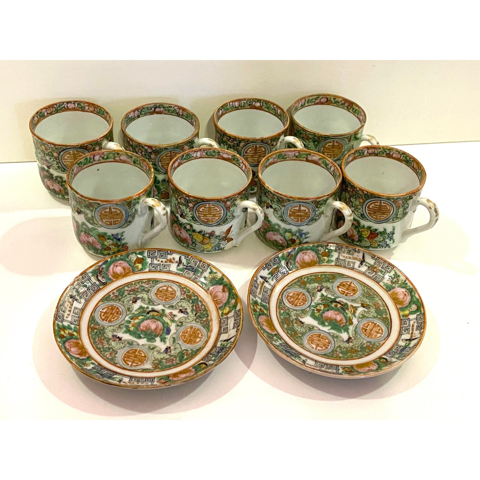 Vintage Rose Medallion Hand Painted Chinese Demitasse Tea Set ABBY ESSIE STUDIOS