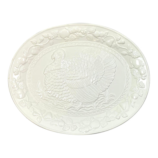 White Thanksgiving Turkey Serving Platter ABBY ESSIE STUDIOS